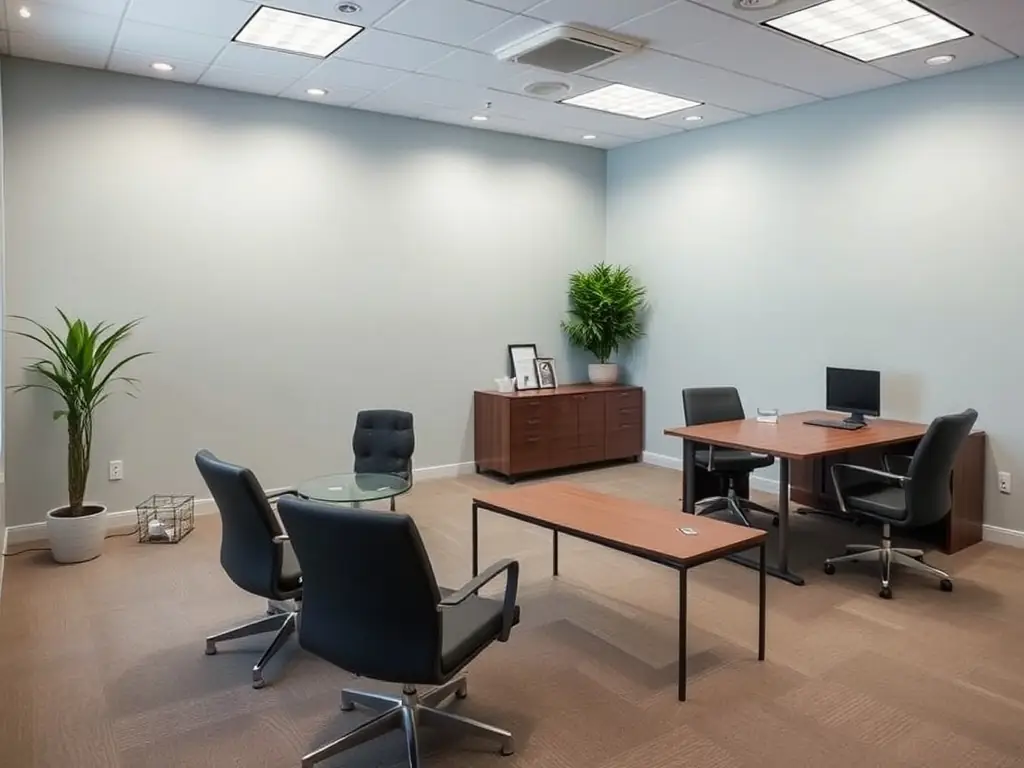 A modern office space with freshly painted walls, highlighting the professionalism of commercial painting.